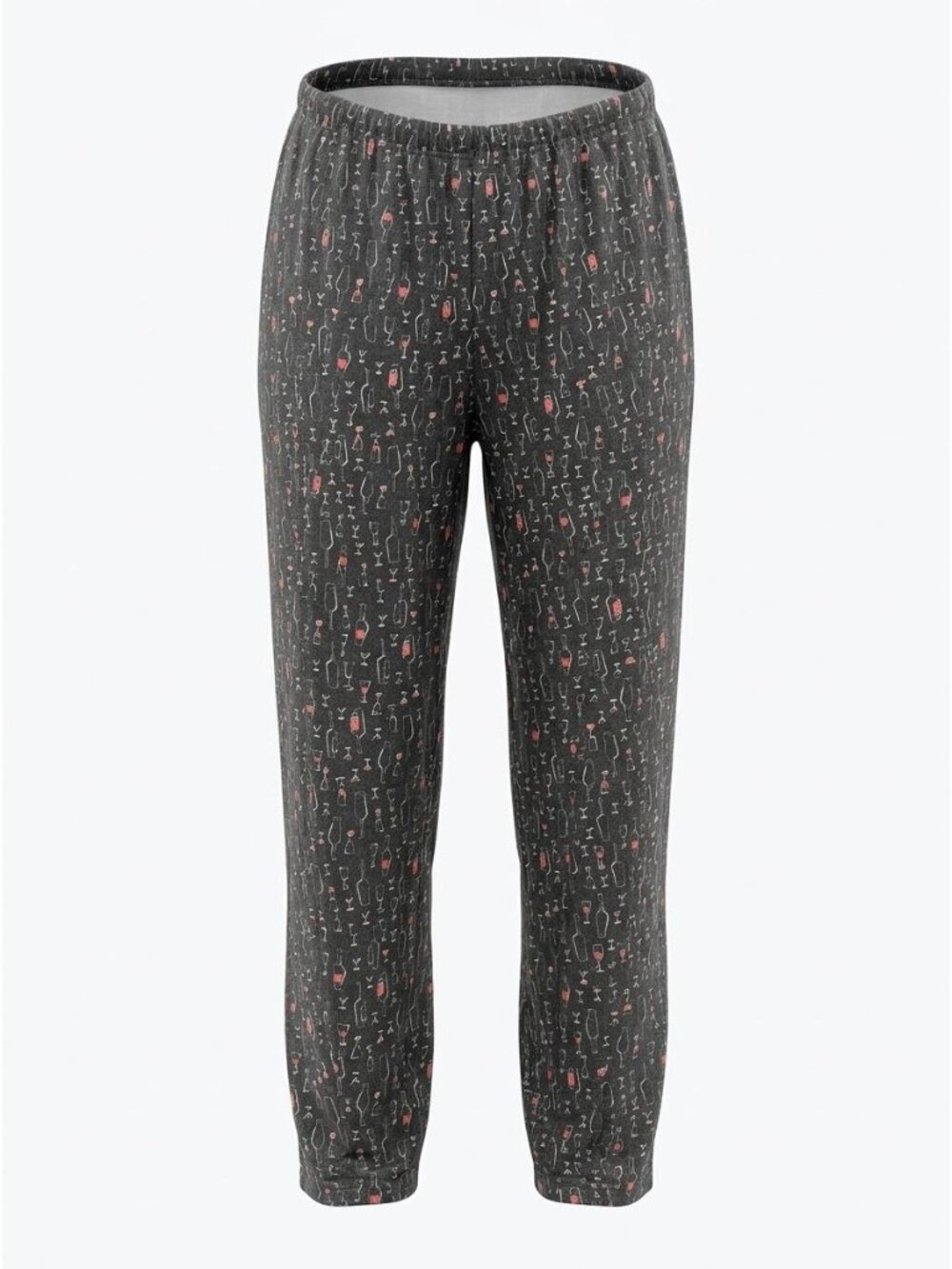NWT Hue Pull On Pajama Lounge Pants Sz XL Gray Wine Glass Print Knit Sleepwear